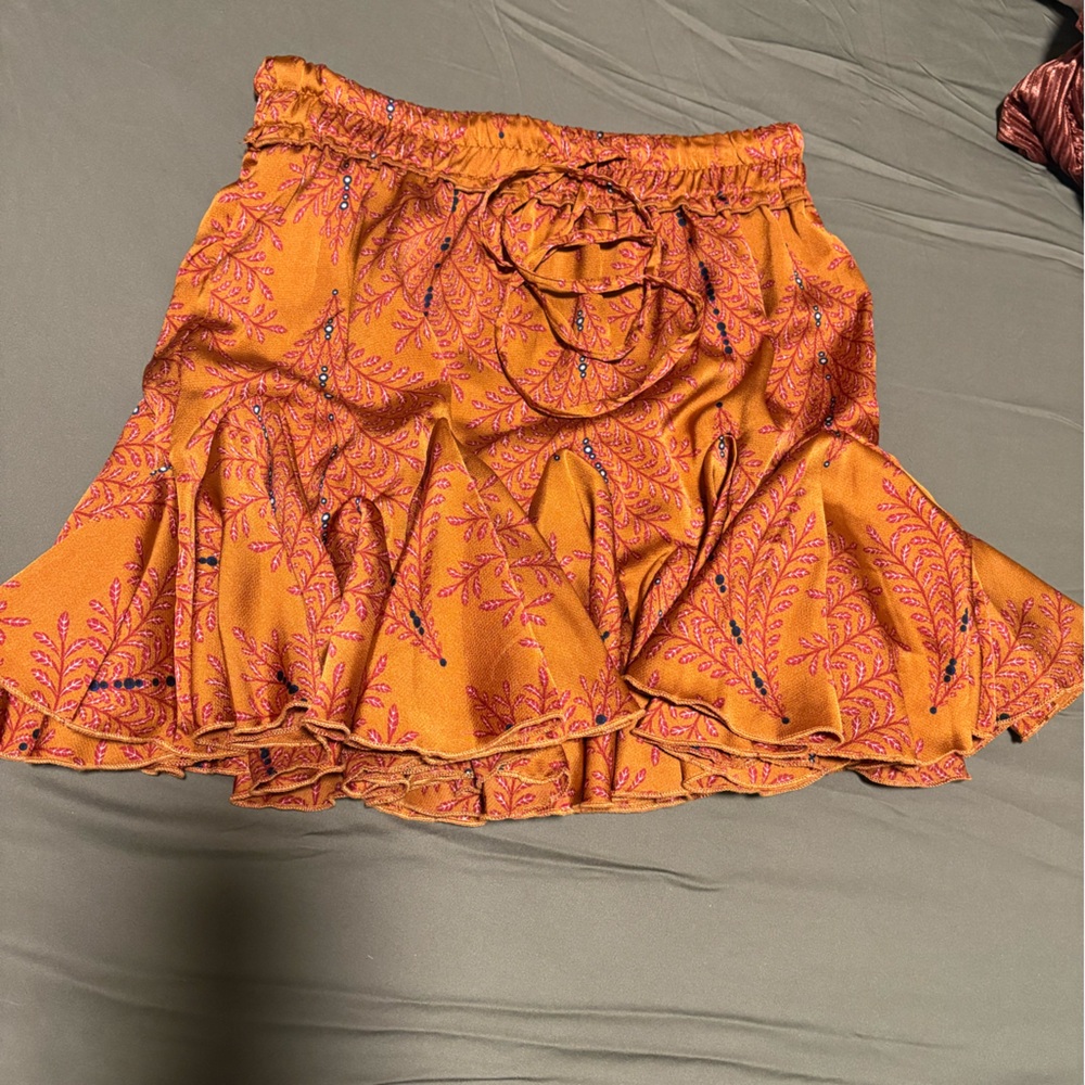 Selfie Leslie Orange Skirt with Pink Accents